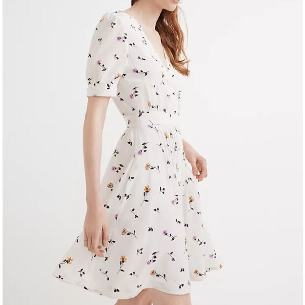 NWT Madewell White Floral Pintucked Dress